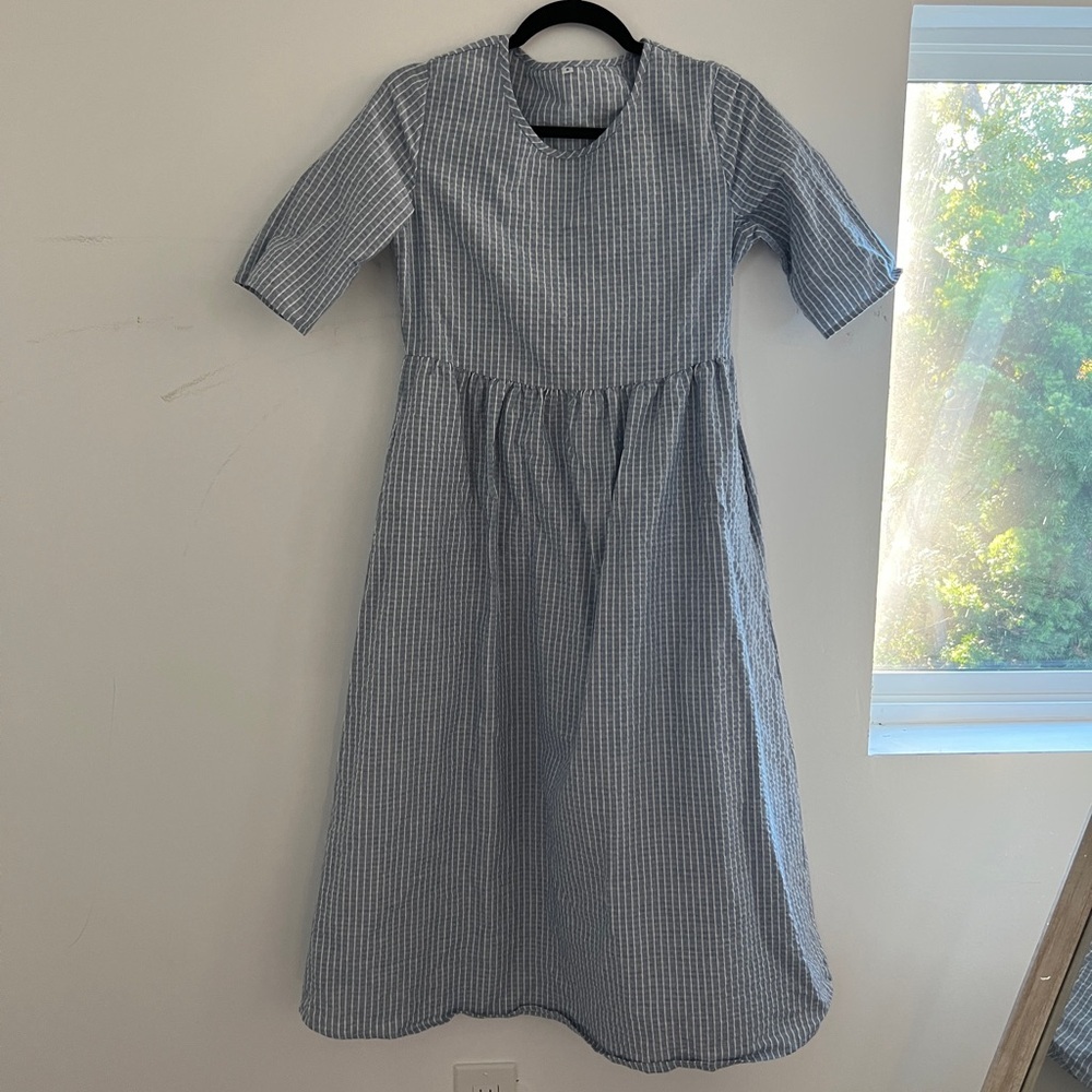 Classic Blue and White Checkered Dress